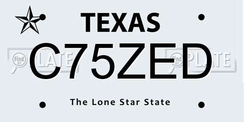 C75ZED Texas License Plate