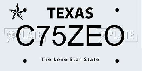 C75ZEO Texas License Plate