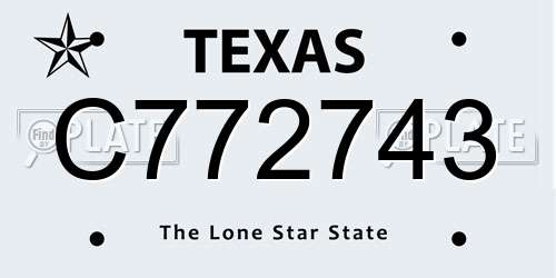 C772743 Texas License Plate