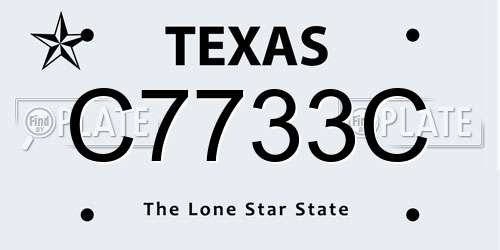 C7733C Texas License Plate