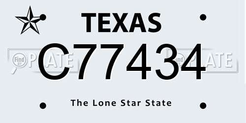 C77434 Texas License Plate