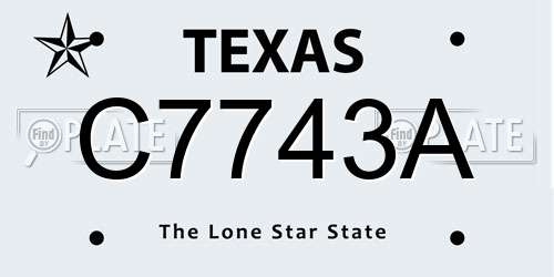 C7743A Texas License Plate