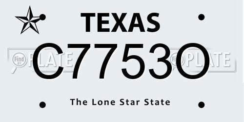 C7753O Texas License Plate