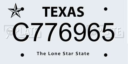 C776965 Texas License Plate