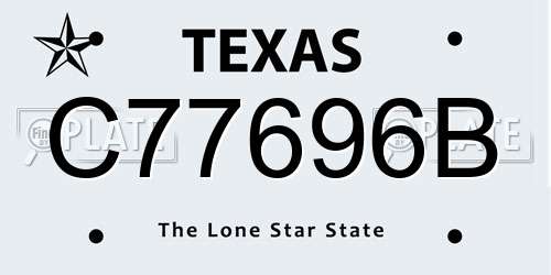 C77696B Texas License Plate
