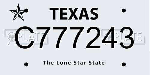 C777243 Texas License Plate