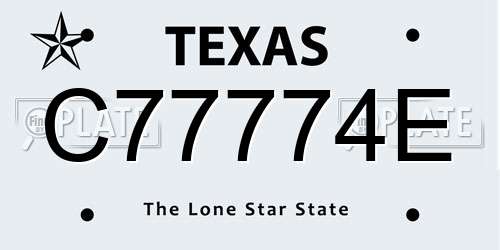 C77774E Texas License Plate