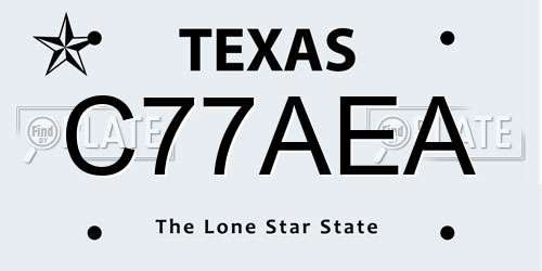 C77AEA Texas License Plate
