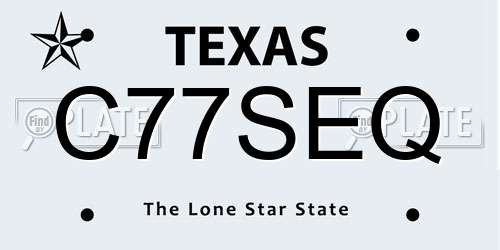 C77SEQ Texas License Plate