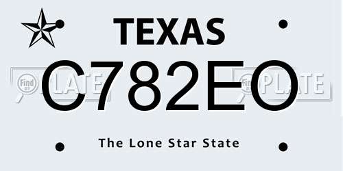 C782EO Texas License Plate