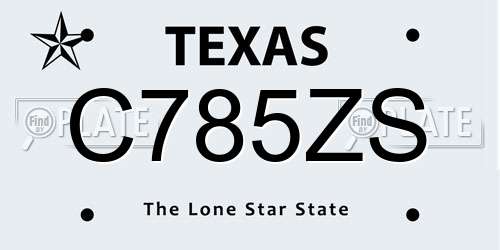 C785ZS Texas License Plate