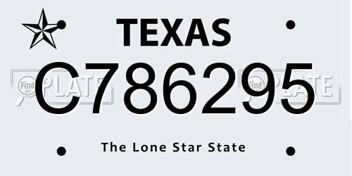 C786295 Texas License Plate