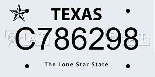 C786298 Texas License Plate