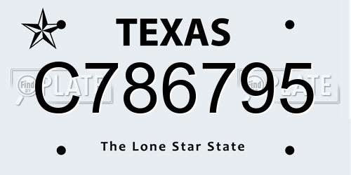 C786795 Texas License Plate