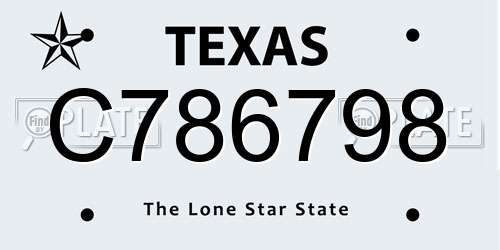 C786798 Texas License Plate