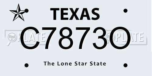 C7873O Texas License Plate