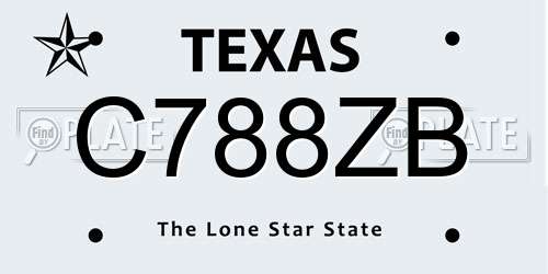 C788ZB Texas License Plate
