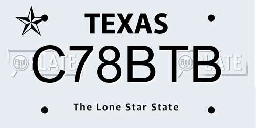 C78BTB Texas License Plate