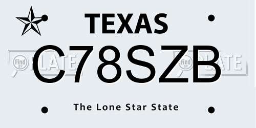 C78SZB Texas License Plate
