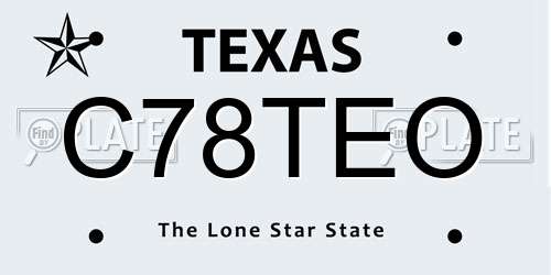 C78TEO Texas License Plate