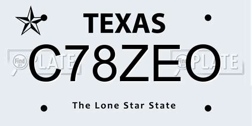 C78ZEO Texas License Plate