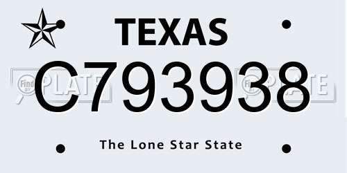 C793938 Texas License Plate