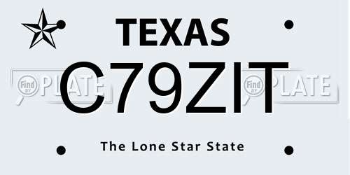 C79ZIT Texas License Plate