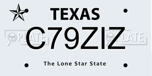 C79ZIZ Texas License Plate