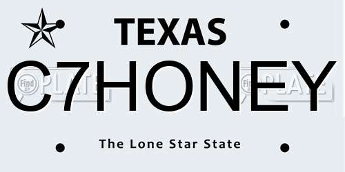 C7HONEY Texas License Plate