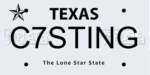 C7STING Texas License Plate