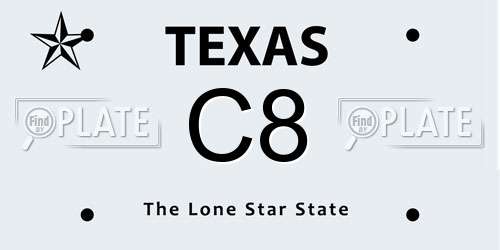 C8 Texas License Plate