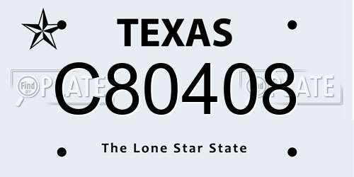 C80408 Texas License Plate