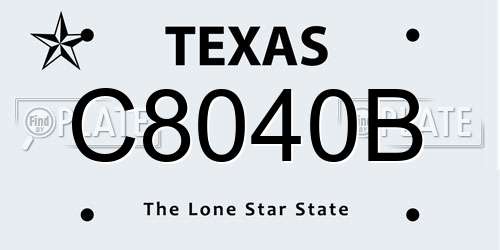 C8040B Texas License Plate