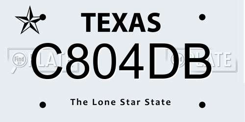 C804DB Texas License Plate