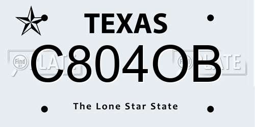 C804OB Texas License Plate