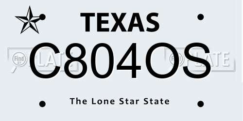C804OS Texas License Plate
