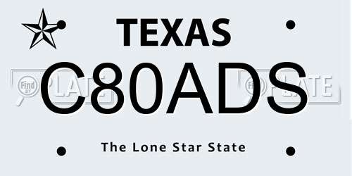 C80ADS Texas License Plate
