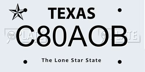 C80AOB Texas License Plate