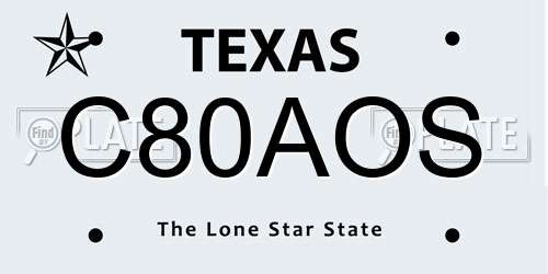 C80AOS Texas License Plate