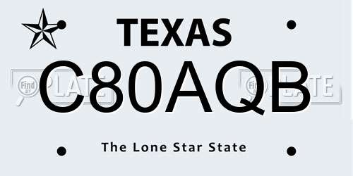 C80AQB Texas License Plate