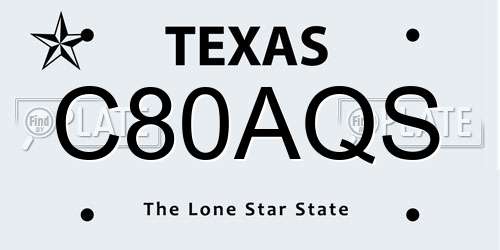 C80AQS Texas License Plate