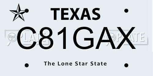 C81GAX Texas License Plate
