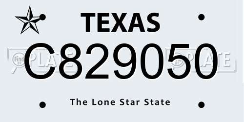 C829050 Texas License Plate