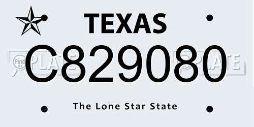 C829080 Texas License Plate