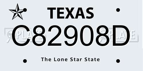 C82908D Texas License Plate