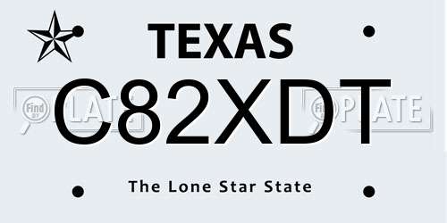 C82XDT Texas License Plate