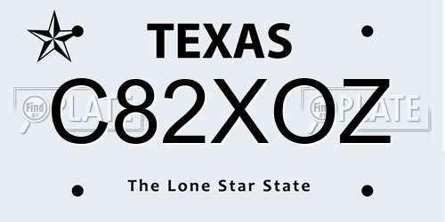 C82XOZ Texas License Plate
