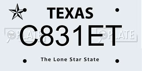 C831ET Texas License Plate