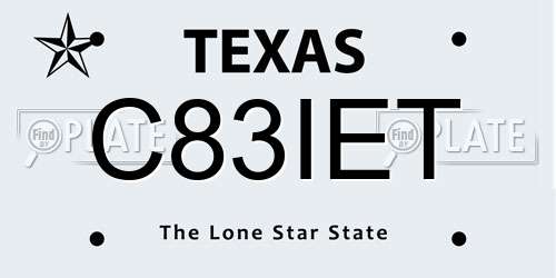 C83IET Texas License Plate