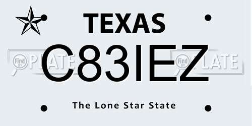 C83IEZ Texas License Plate